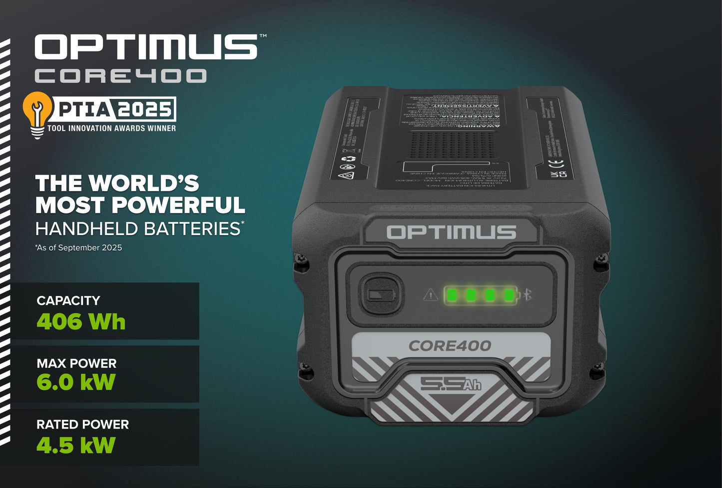 82V OPTIMUS 5.5 Ah CORE400 Battery | CORE400