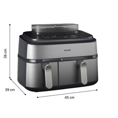 Philips Air Fryer 5000 Series Dual Basket with Steam – 9L Capacity, RapidAir Plus Technology