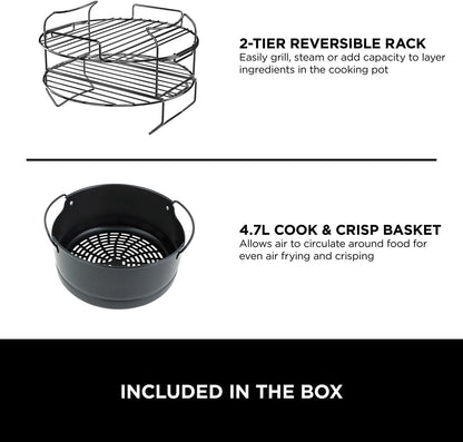 Ninja Foodi MAX Multi Cooker OP500UK 7.5L – 9-in-1 Pressure Cooker, Air Fryer, Grill & Slow Cooker, Black & Steel