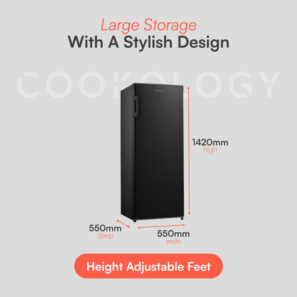 CTFZ160BK Tall Freestanding Freezer - Upright Freezer with 160 Litre Capacity - 142cm High and 55cm Wide