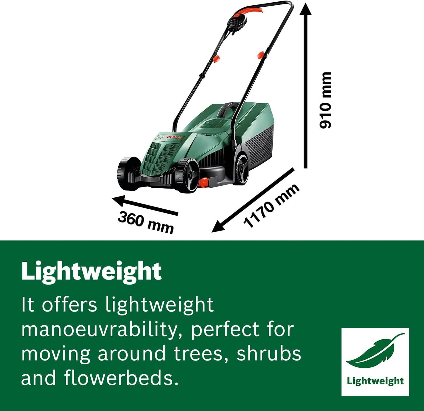 Bosch Corded Lawnmower EasyRotak 32-220 (1200 W Motor Power, Cutting Width: 32 cm, 31-Litre Grass Box, Extra 32cm Sharp Blade, Suitable for Quick and Easy Mowing with Tidy Edges) - Amazon Exclusive