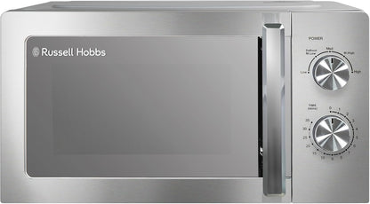 Russell Hobbs Stainless Steel Microwave 20 Litre 800W Solo Manual with 5 Power Levels, Defrost Function & Easy Clean, 35 Minute Timer, RHMM827SS