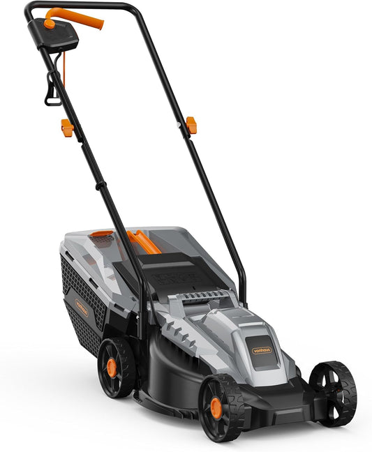 VonHaus Lawnmower 1200W – Electric Corded Lawn Mower for all Types of Grass – 30L Collection Bag, 320mm Working Width, 10m Cable, Foldable Height Adjustable Handlebar, 3 Depth Settings, Carry Handle