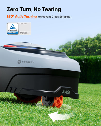 Segway Navimow i205 AWD Robotic Lawn Mower without Boundary, All-Wheel-Drive for 45% Slopes, EFLS NRTK + Vision, Auto Mapping, Incl. 2.55 Ah Battery, Rec. 500 m², No RTK Antenna Required