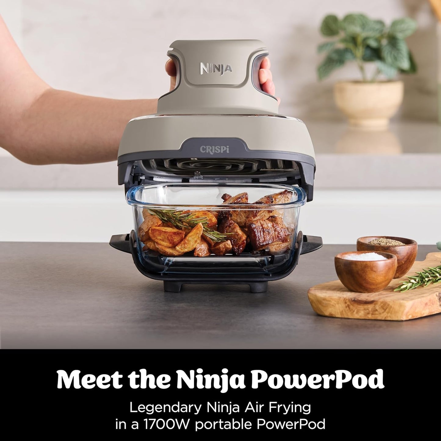 Ninja CRISPi Portable Air Fryer, 3.8L, 4-in-1: Air Fry, Roast, Keep Warm, Recrisp, Space Saving Compact Design