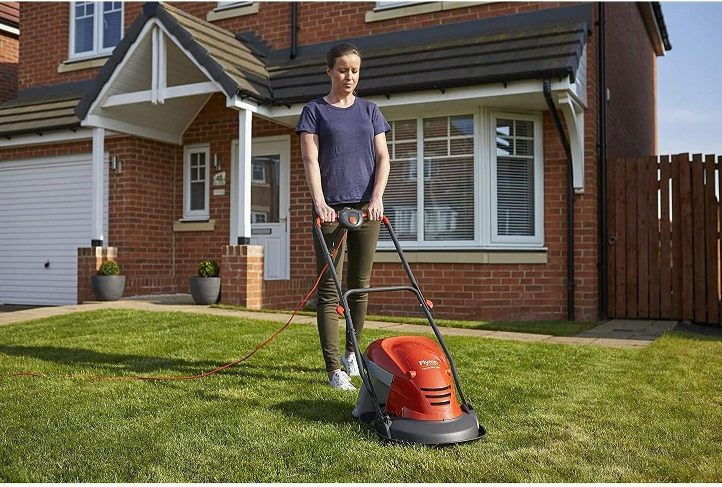 Flymo Hover Vac 250 Electric Lawn Mower 1400W – 25cm Hover Mower, 15L Grass Box, Lightweight, Orange/Grey