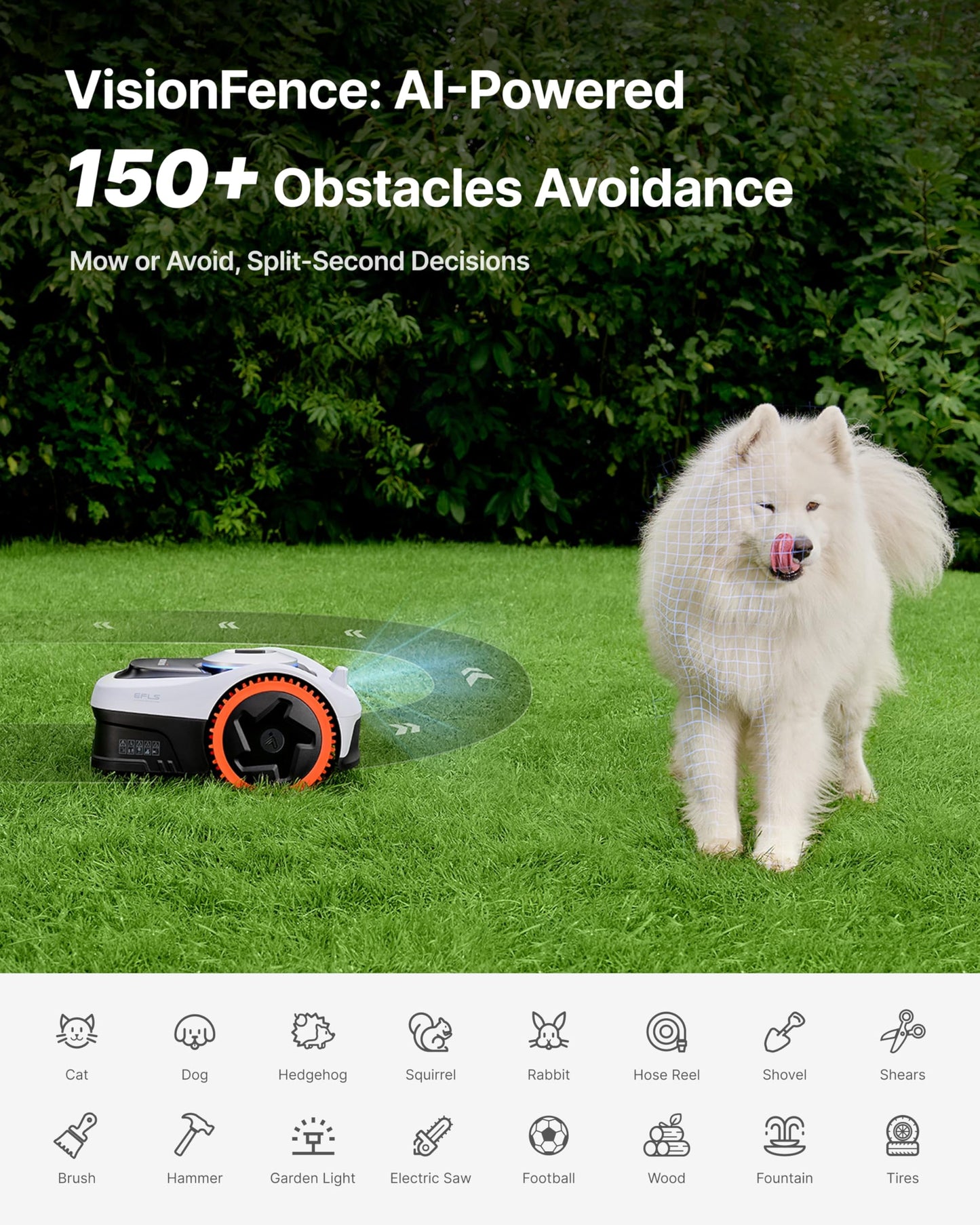 Segway Navimow i205 AWD Robotic Lawn Mower without Boundary, All-Wheel-Drive for 45% Slopes, EFLS NRTK + Vision, Auto Mapping, Incl. 2.55 Ah Battery, Rec. 500 m², No RTK Antenna Required
