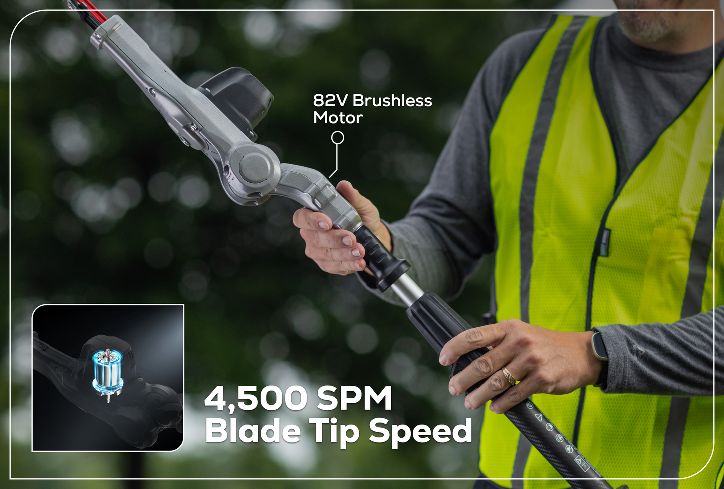 82V OPTIMUS 20" Telescoping + Articulating Pole Hedge Trimmer | PH662T