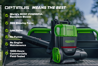 82V OPTIMUS 36N Dual-Port Backpack Blower with (2) 8Ah Batteries and Dual Port Charger | BB361-82DP